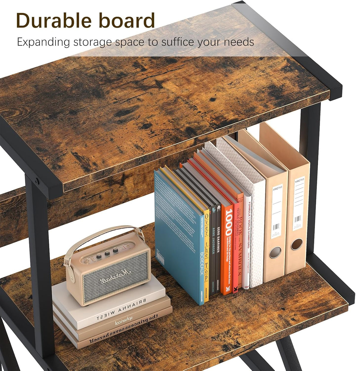 aboxoo Printer Stand for Desk to Save Space, Metal+Wood for Home Office