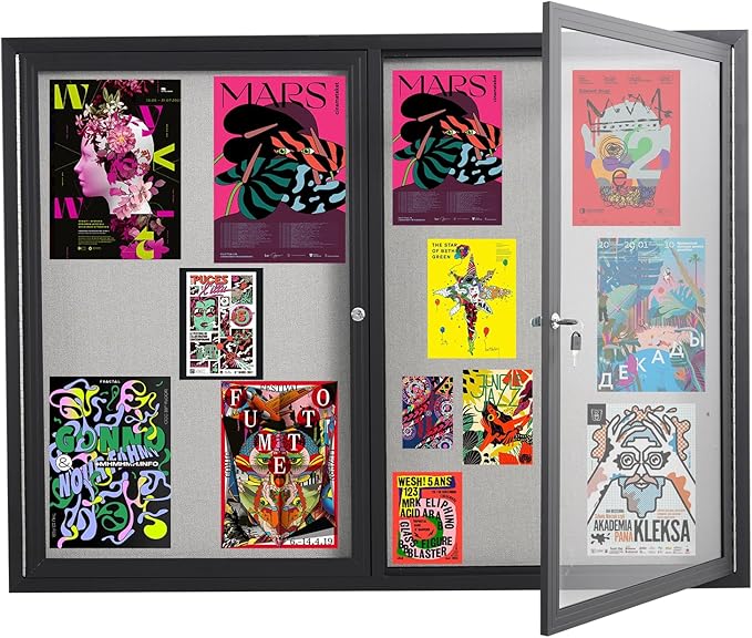 48x36 Inch Lockable Enclosed Bulletin Board, Weather-Resistant Outdoor by Unknown