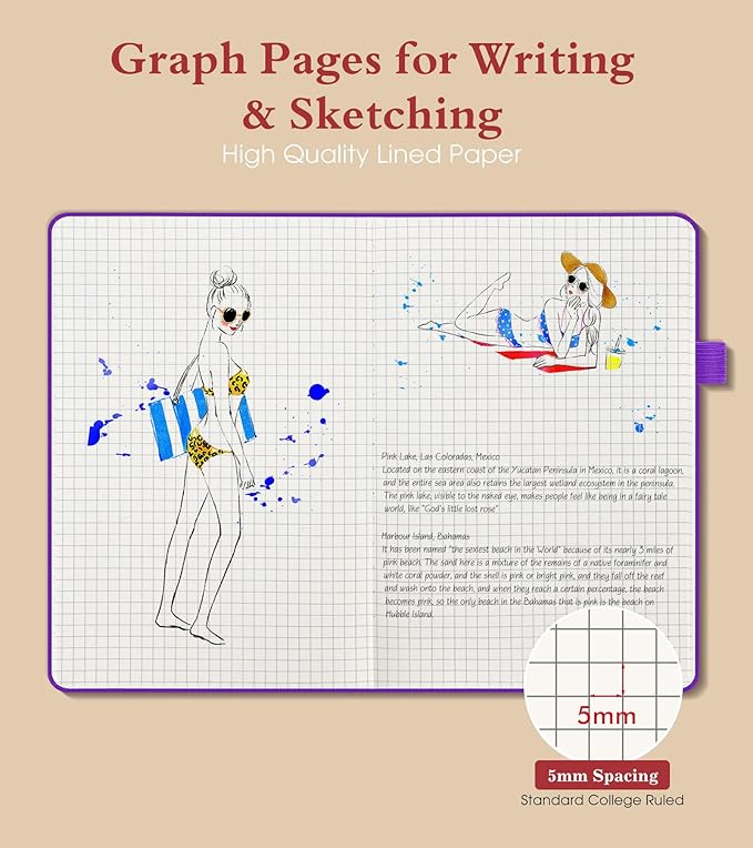 PAIBAS Graph Notebook for Women Men, 160 Pages Grid Paper, Graphing Notebooks - Image 3