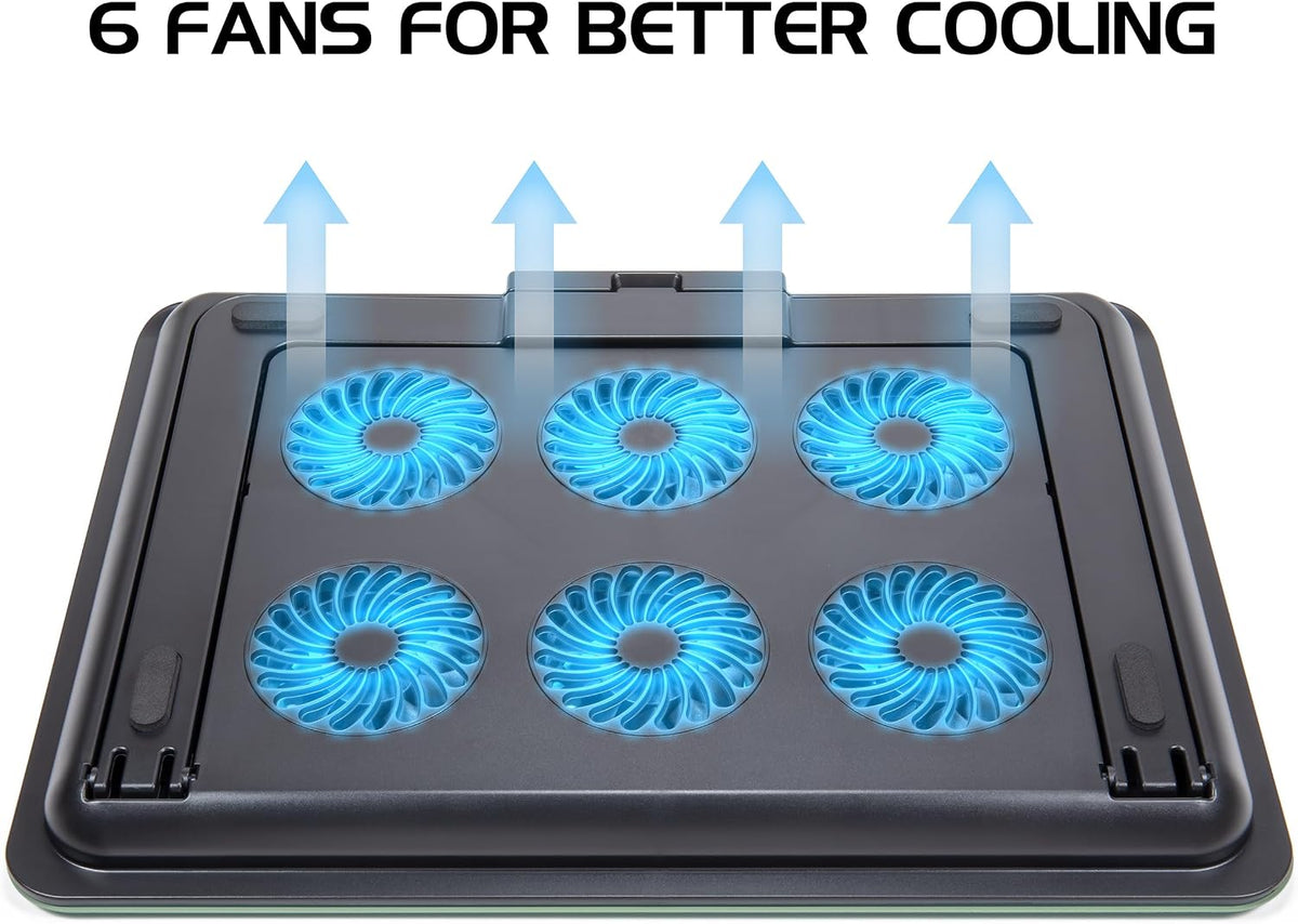 ENHANCE Aluminum Laptop Cooling Pad, 6-Fan Laptop Cooler Stand for 17 Inch La...