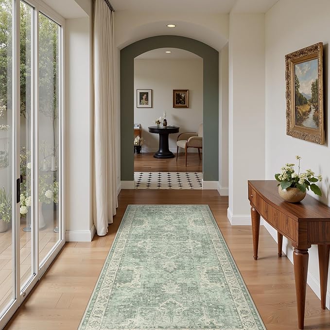 GENIMO 2'6''x6 Runner Rugs for Hallway, Machine Washable Non Slip Vintage Rugs - Image 2