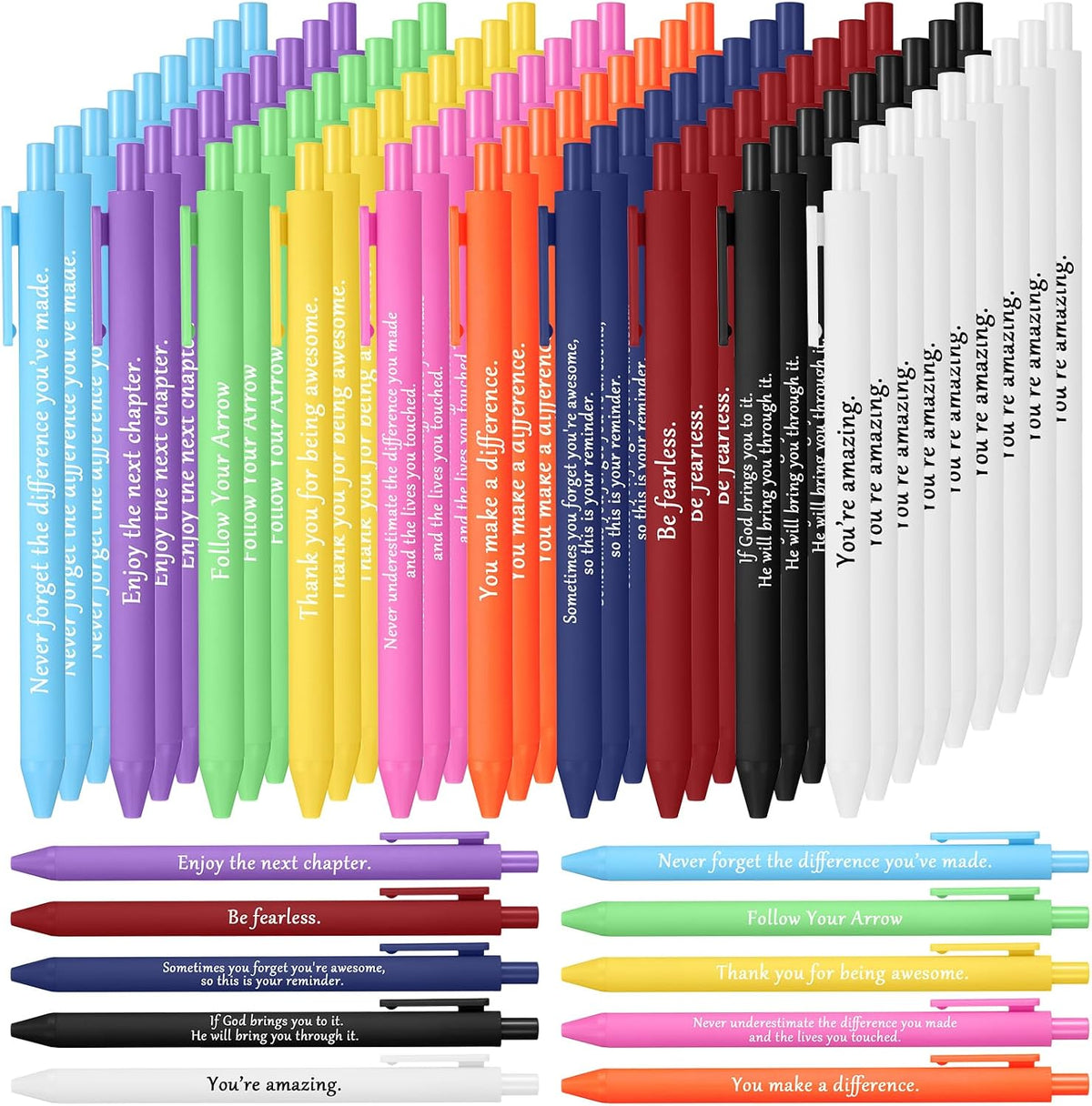 Teling 100 Pcs Inspirational Pens Bulk, Classic Colors, Classic Style