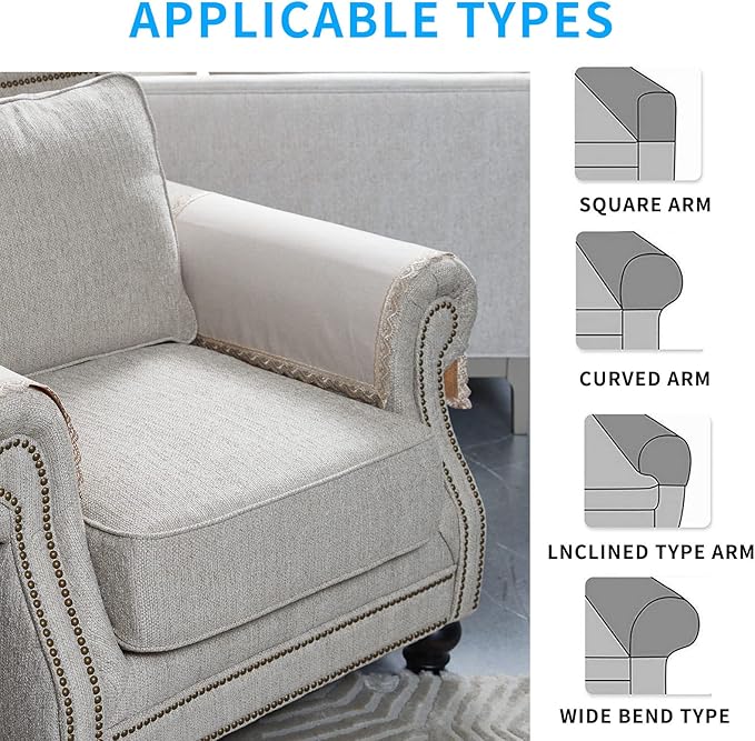 MINJIATEX Couch arm Covers, Non-Slip lace Sofa arm Covers Set of 2 Washable - Image 5