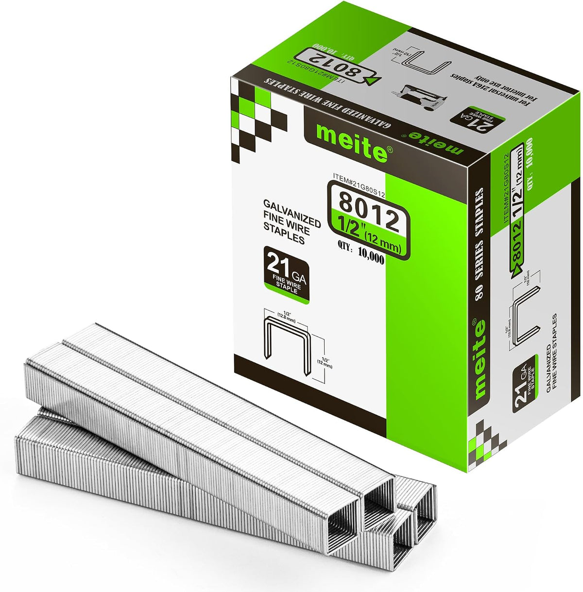 meite 21 Gauge Upholstery Staples, 1/2-Inch Crown