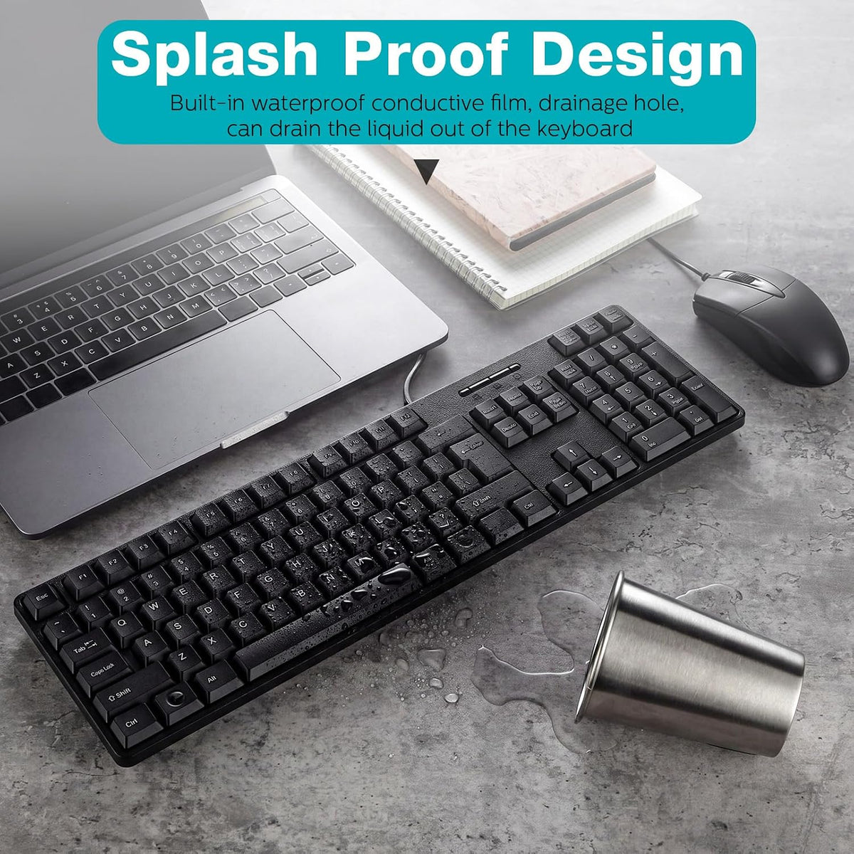 Fabbay 24 Pcs USB Wired Keyboard and Mouse 12 Wired Mouse 12 Corded Full Size...