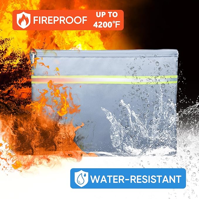 Fireproof Document Bag – 3 Pack Fireproof & Water- proof Document Organizer | - Image 6