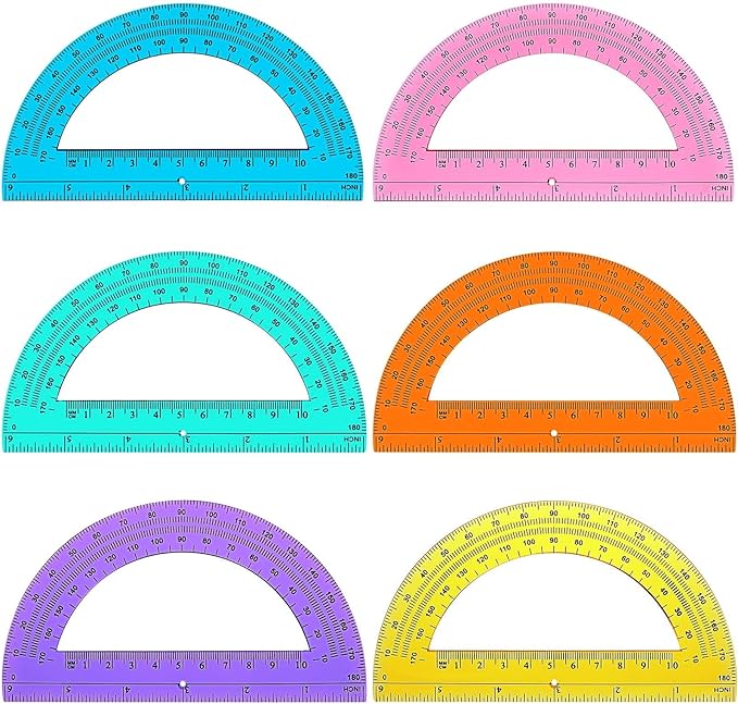 Zonon 200 Pieces Protractors Bulk Plastic 180 Degrees 6 Inch Translucent by Zonon