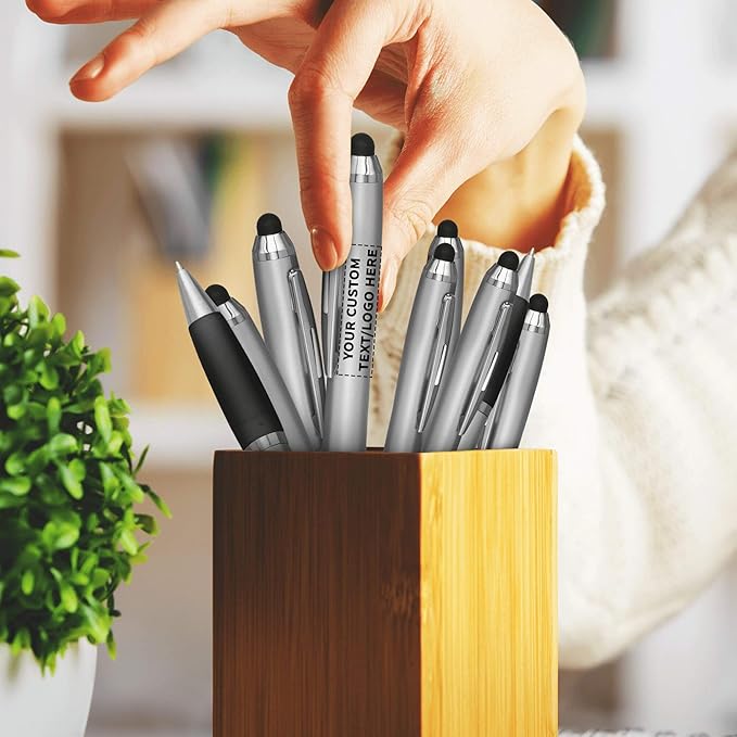 DISCOUNT PROMOS Custom Stylus Ballpoint Pens Set of 100, Personalized Bulk Pack - Image 7