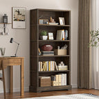 TVU 5-Tier Solid Wood Book Shelf, Floor Standing Bookcase, Farmhouse Style Book - Image 7