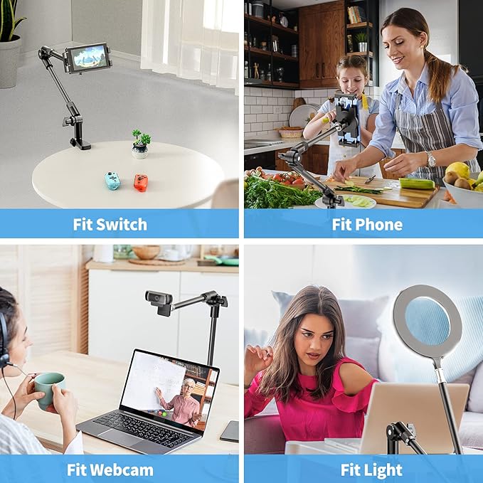 KDD Tablet Stand Holder, Adjustment iPad Phone Mount, 27in Long Arm Webcam - Image 3