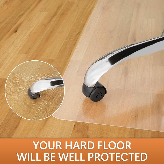 HOMEK Large Office Chair Mat for Hardwood Floor- 46" x 72" Clear Computer Desk - Image 2