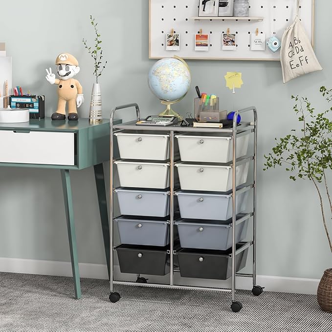 GLACER 10 Drawer Rolling Cart, Storage Cart - Image 2