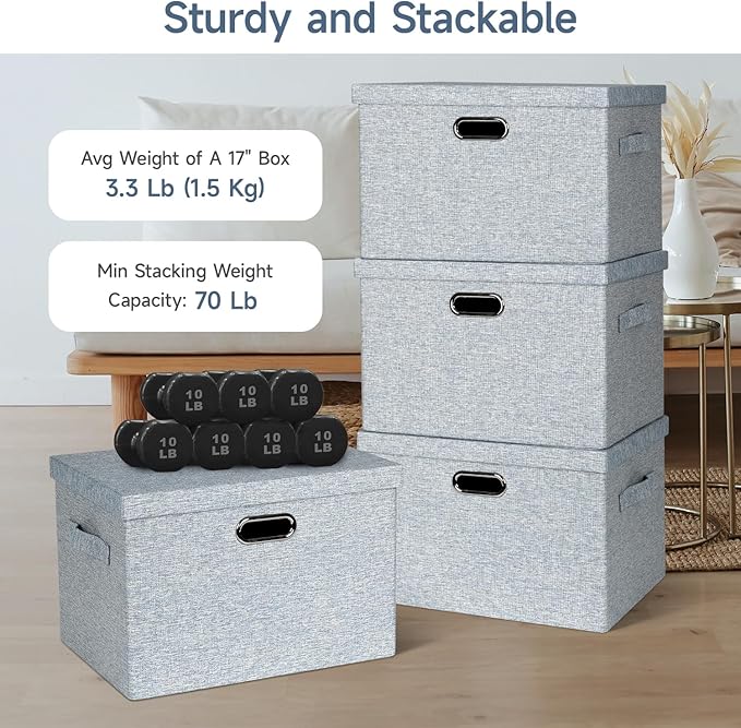 Graciadeco Large 17" 36 Quart Collapsible Stackable Storage Bins - Image 3