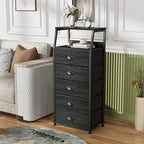 Furnulem Black Dresser with 5 Drawers, Vertical Storage Tower Fabric Dresser - Image 2