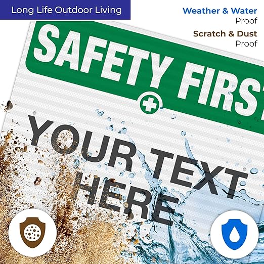 Custom Safety First Sign, OSHA Sign, 24x30 Inches, 3M EGP Reflective .080 - Image 5