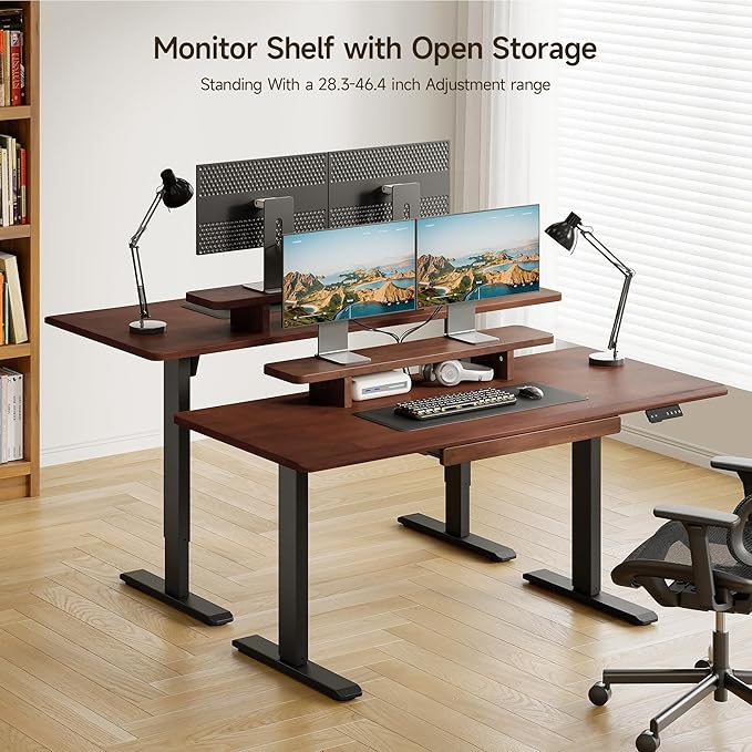 ONBRILL Standing Desk with Drawer, 55x23.6 Inches Solid Wood Desktop Stand Up - Image 8