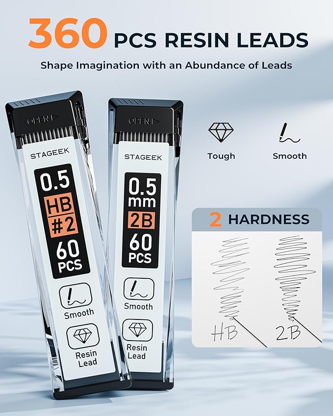 STAGEEK 0.5mm Mechanical Pencil Set, Weatherproof Artist Pencils - Image 2
