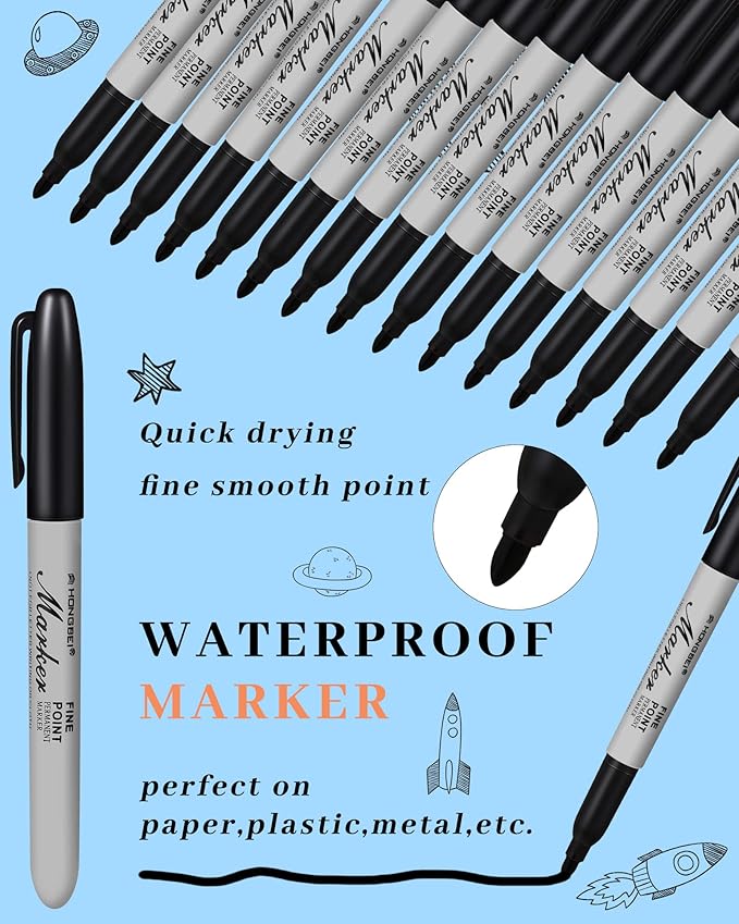 Thenshop 100 Pack Black Permanent Markers Bulk - Image 2