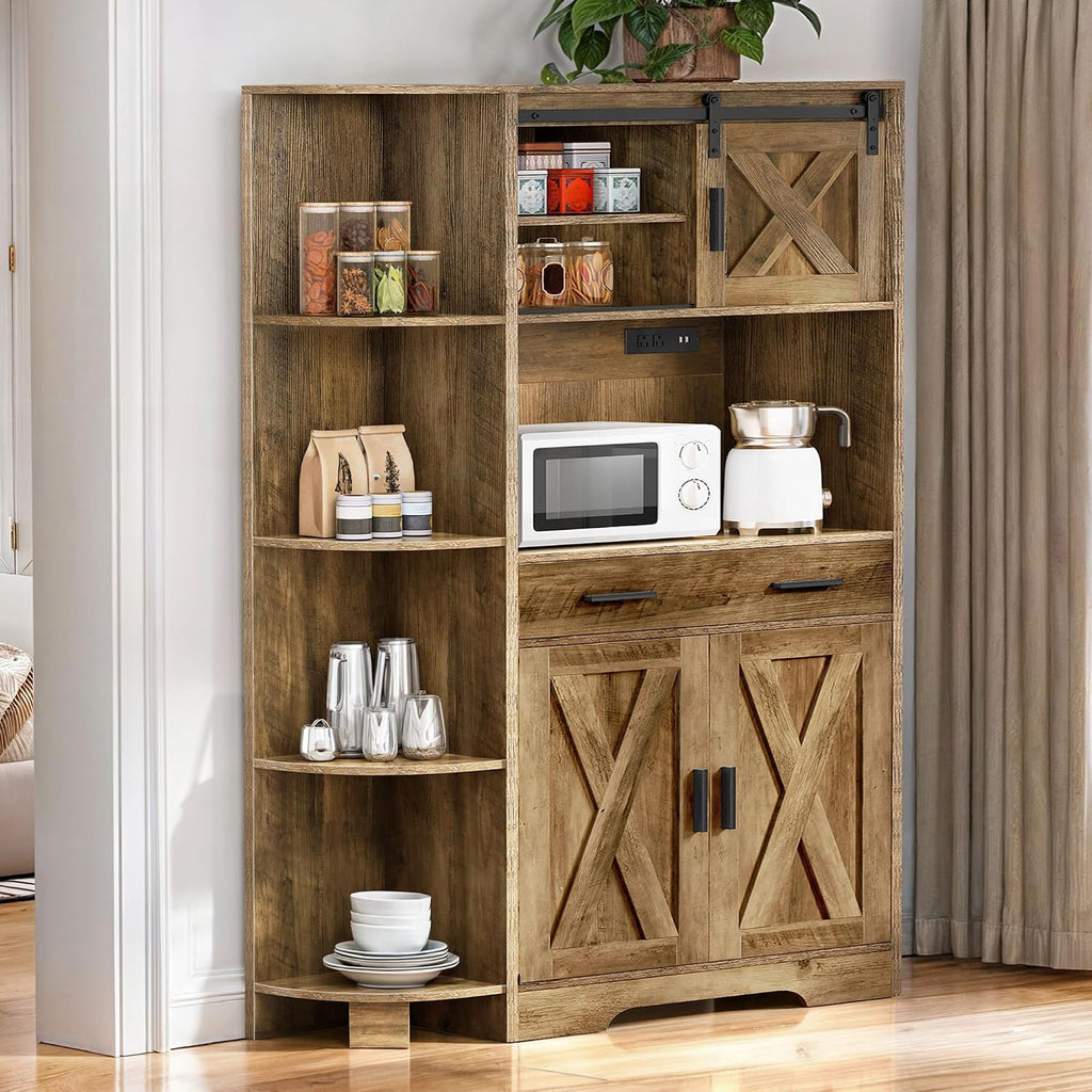 yitahome 67" farmhouse pantry with power outlet &, view 9
