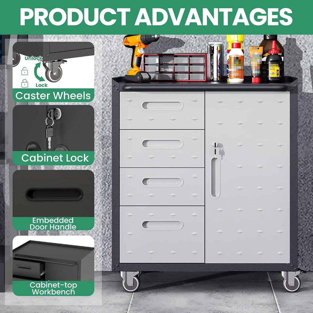 garage cabinet system | heavy duty steel all-in-one on a desk or shelf