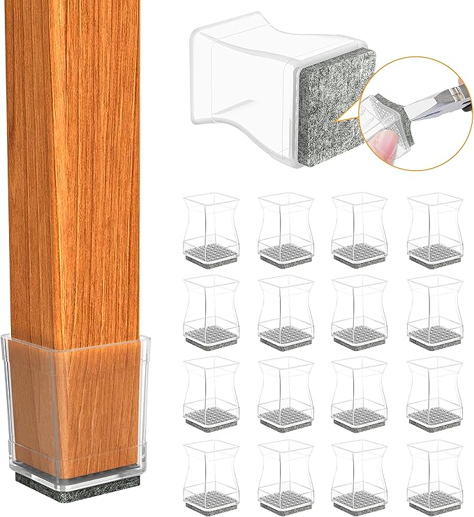 Clear Square Chair Leg Protector by ComeHomeWithMe
