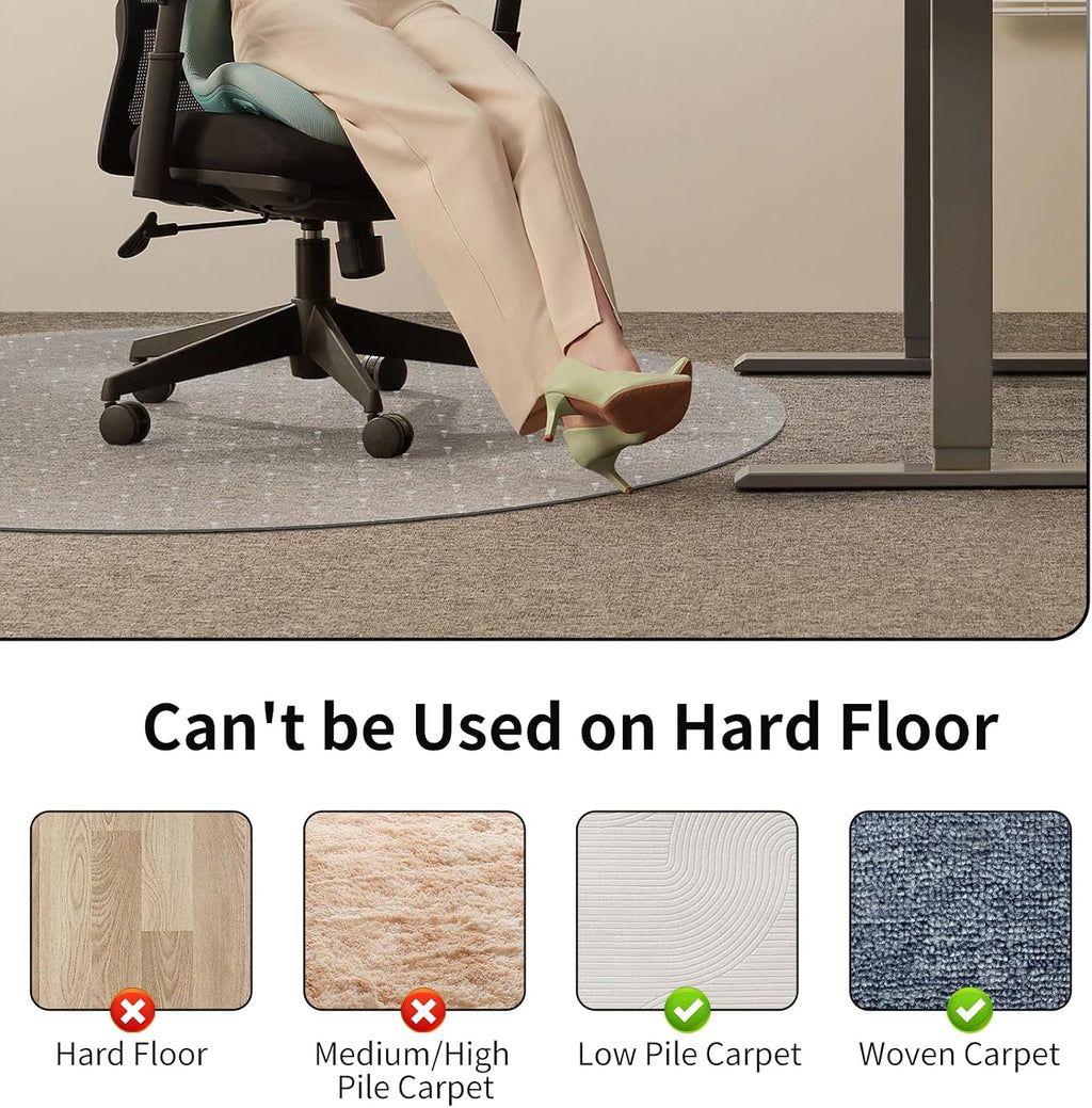 Office Chair Mat for Carpet, 36 Inch Round Chair Mat PVC Clear Chair Mat Easy Clean with Non-Slip Studded for Home Office Chair | Computer Desk Chair Mat, Rolling Carpet Chair Mats with Non-Slip Studded, Carpet Protector for Home Office Low Pile Carpet