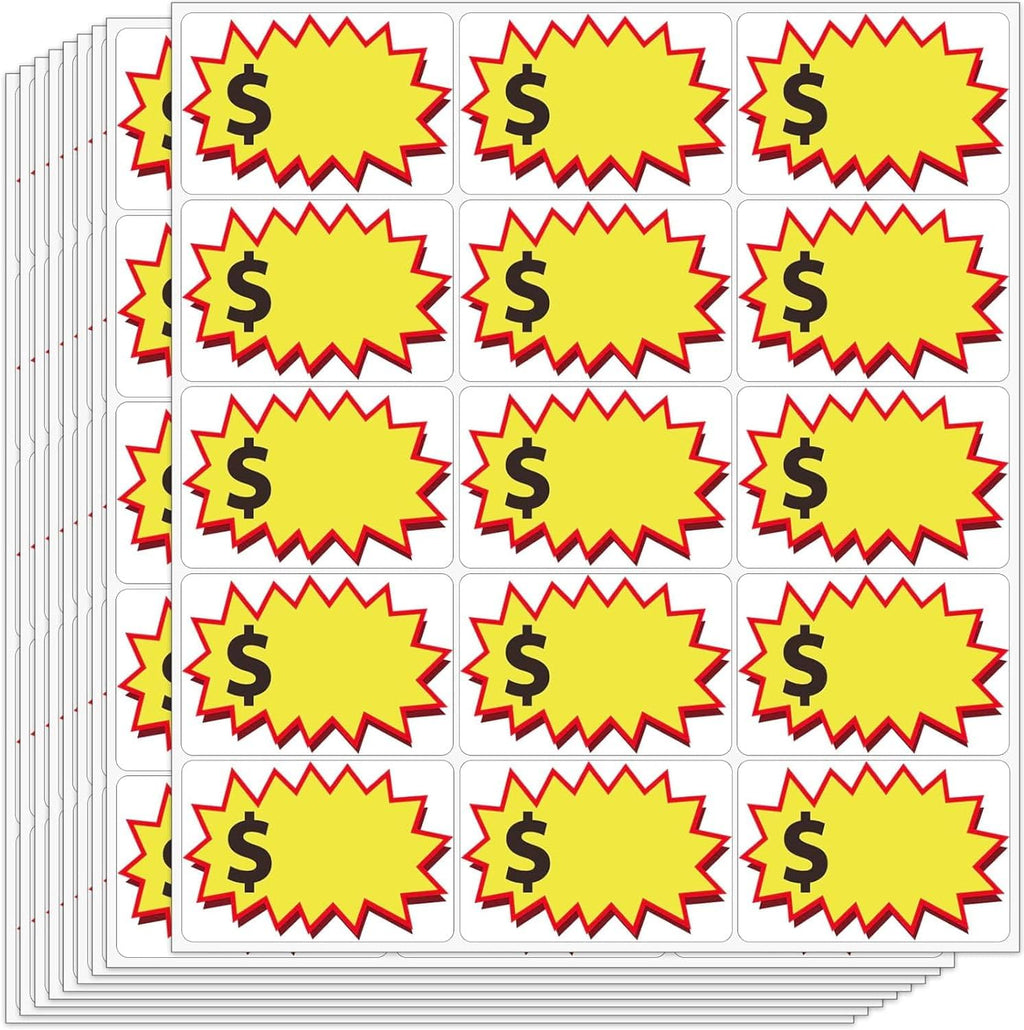 300 Pcs Garage Sale Stickers, (2"x3") Removable Adhesive Yard Sale Price tag Stickers with Space to Write Pricing, Rummage Sale Price Labels for Retail, Flea Market, Annual Community Sales