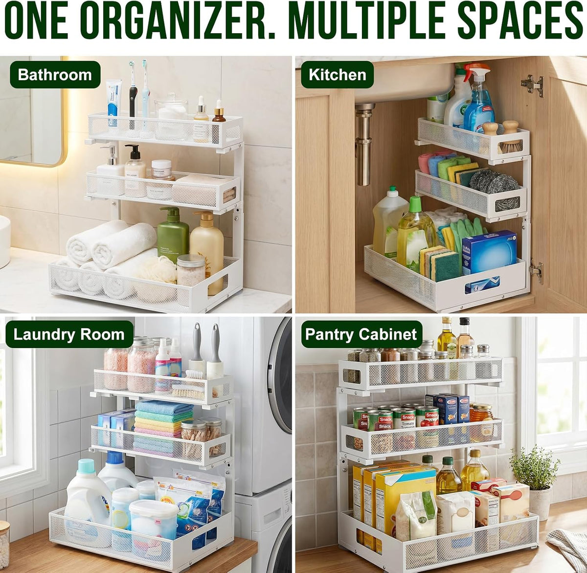 3 Tier Under Sink Organizer for Bathroom, Pull Out Drawers, 1 Pack