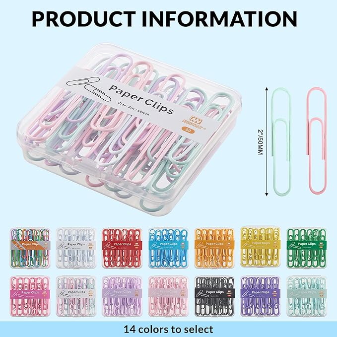 NEEWAY Colorful Large Paper Clips, 2 Inch Jumbo Paper Clips, 3 Pack of 50 - Image 2