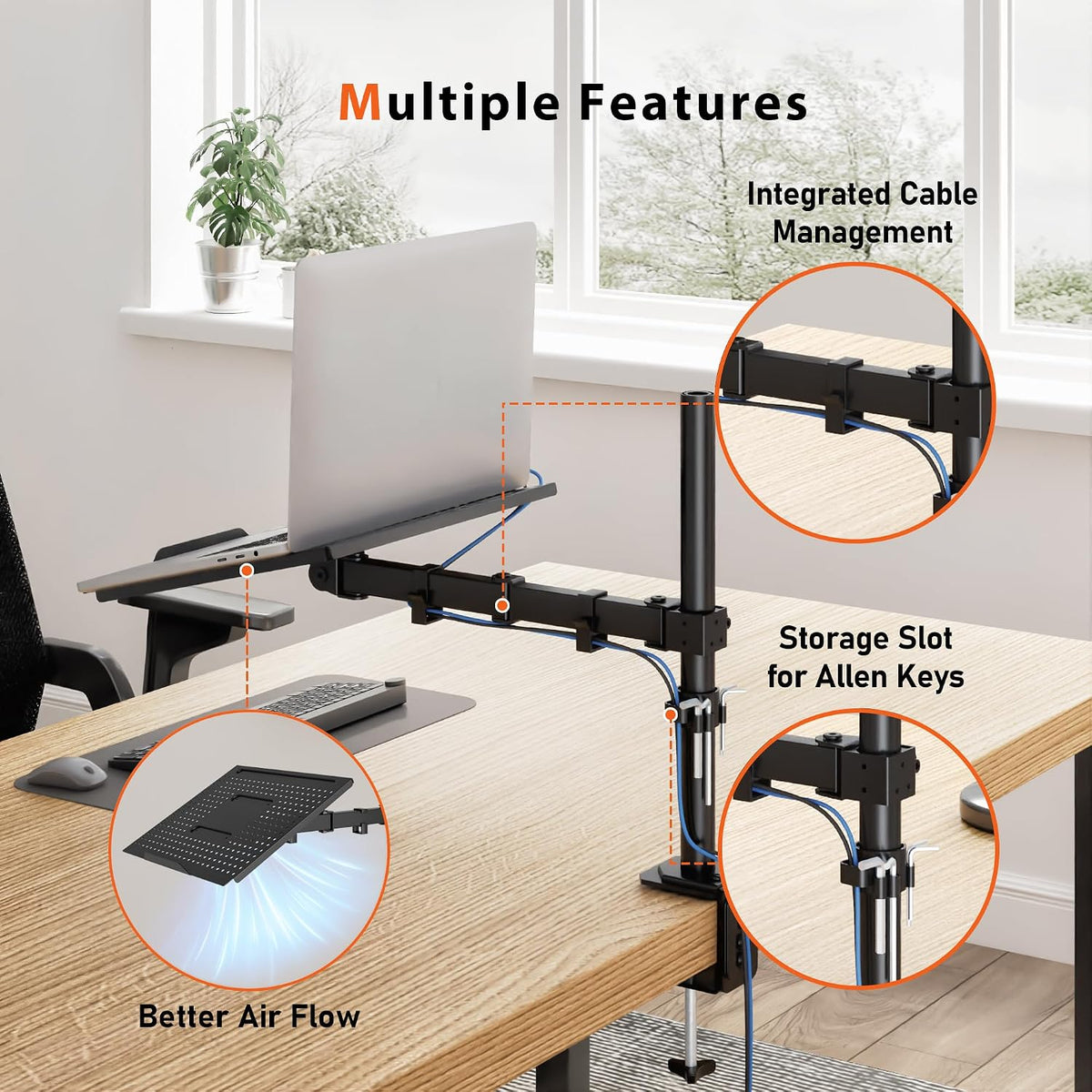 BONTEC Laptop Arm for Desk, 13-32 Inch, 22lbs, VESA 75/100 Compatible
