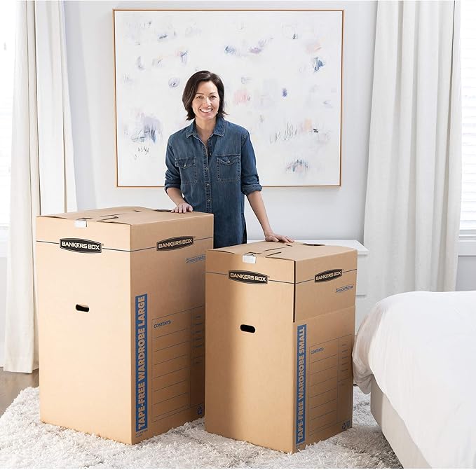 Bankers Box Tall Wardrobe Box 3 Pack, Tape-Free Design - Image 5
