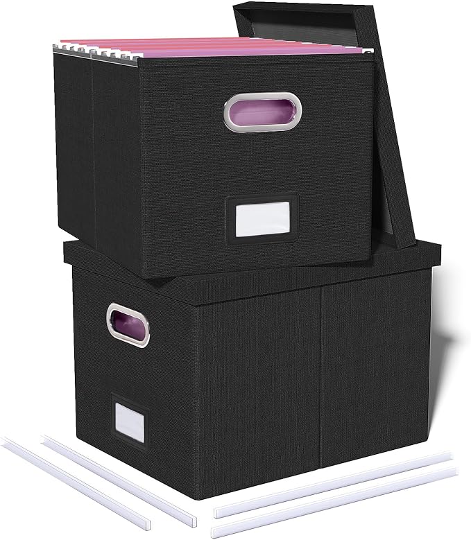 2 Pack File Storage Organizer, Filing Box, Portable File Box by Oterri