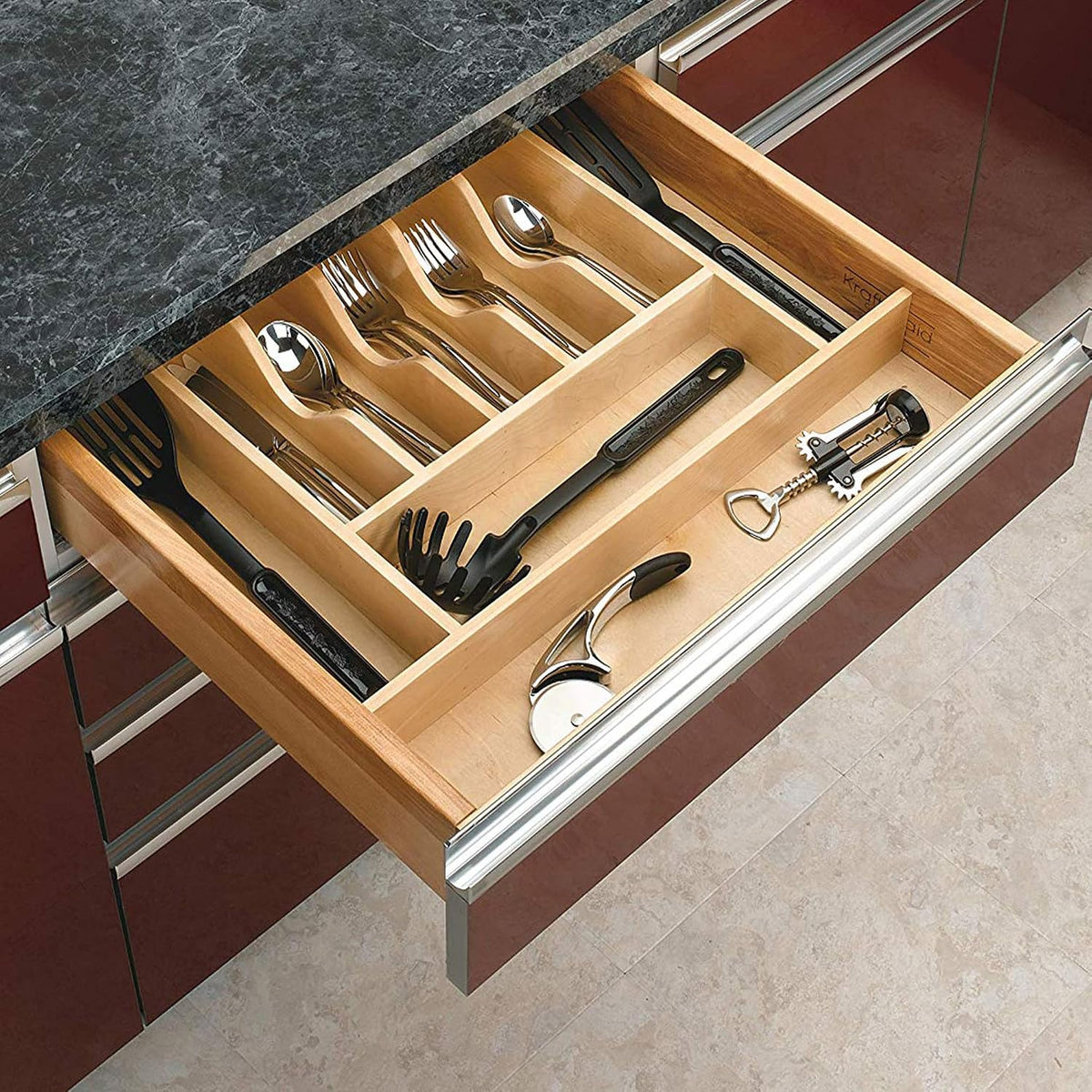 Rev-A-Shelf Trim-to-Custom-Fit Silverware Drawer Insert Divider Organizer