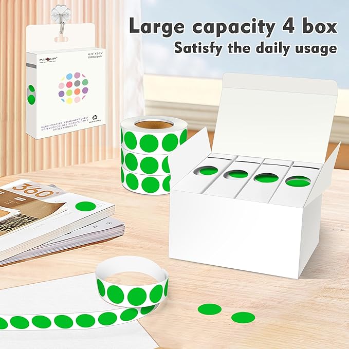 PARLAIM 3/4 Inch Roll Color Coding Labels, 4000 per/4 Rolls Round Adhesive - Image 7