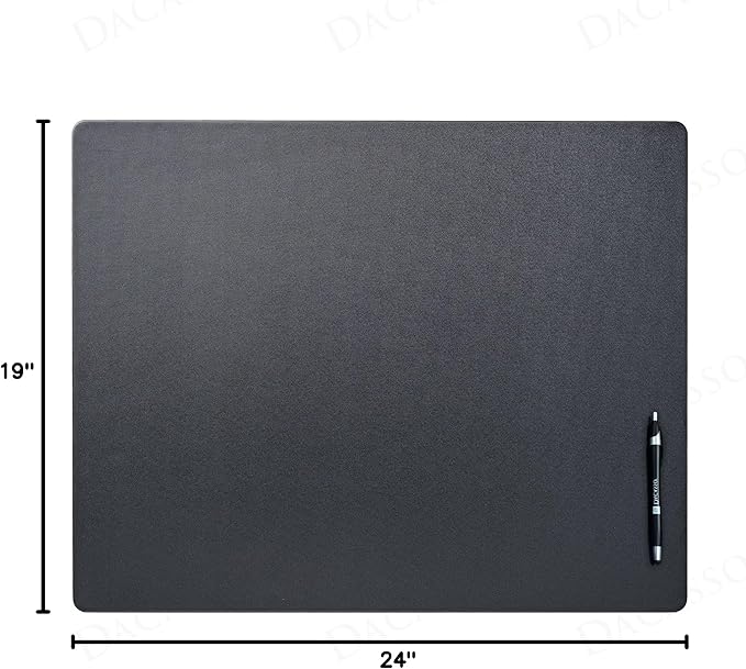 Dacasso 24" x 19" Black Leatherette Luxury Desk Pad Blotter w/Out Side Rails - Image 9