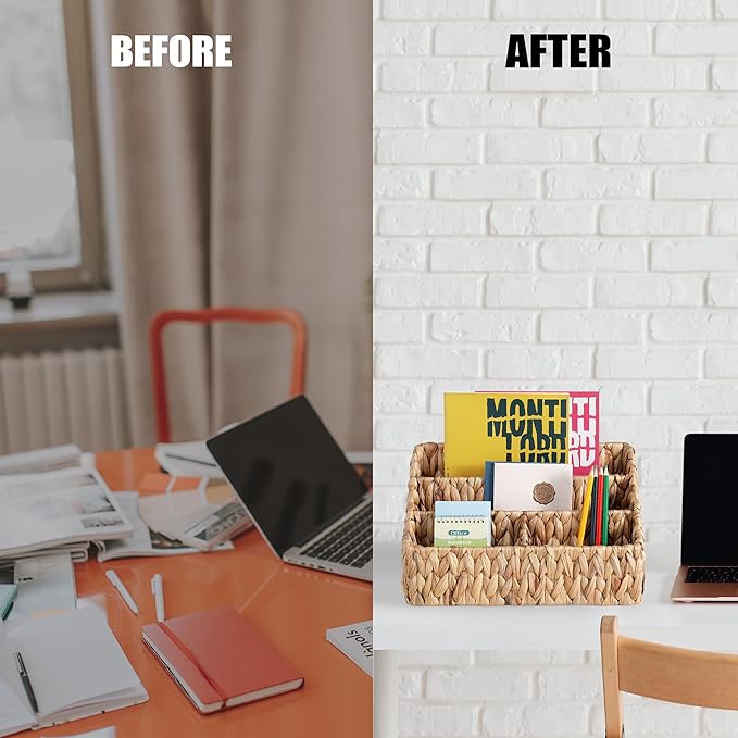 DINGTAI Natural Farmhouse Desk Organizers and Storage, Large Countertop Mail - Image 3