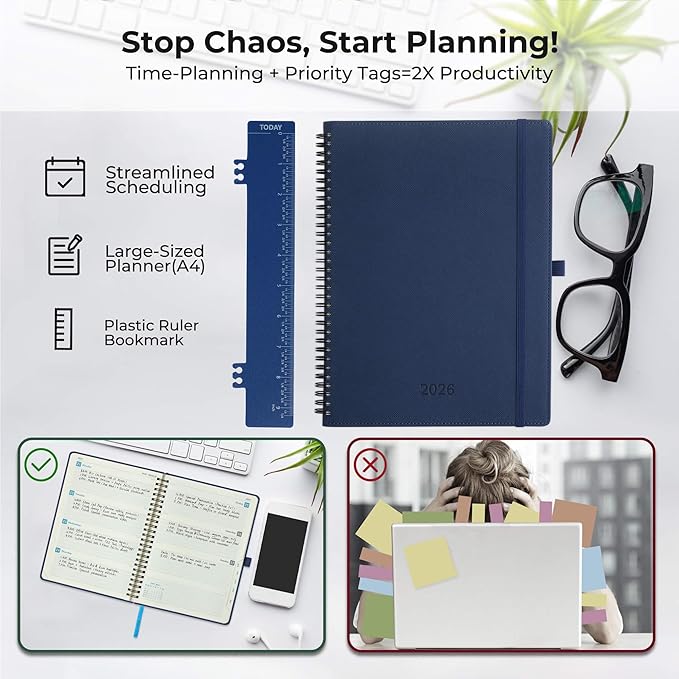 IN-LUXPRO Planner 2026 Daily Weekly and Monthly, 11.5"x8.5", 12 Months Spiral - Image 8