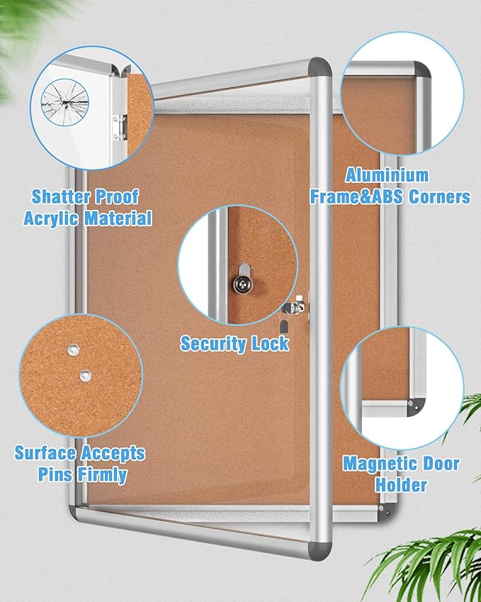 Mifuro 2 Pack 38"x28" Enclosed Bulletin Board, Lockable Weather-Resistant - Image 3