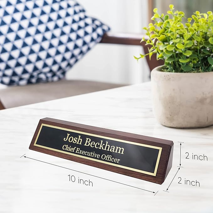 Business Wood Name Plate for Desk | Custom Desk Name Plate Personalized Gift - Image 2