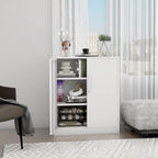 Metal Storage Cabinet, Lockable Steel Storage Cabinet with 2 Doors and Shelves, Metal Cabinet with Lock, Small Locking Cabinet for Home Office (White)