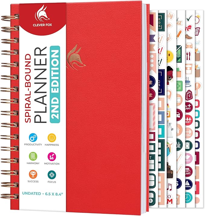 Clever Fox Planner 2nd Edition Spiral – Colorful Weekly & Monthly Goal Planner by CleverFox