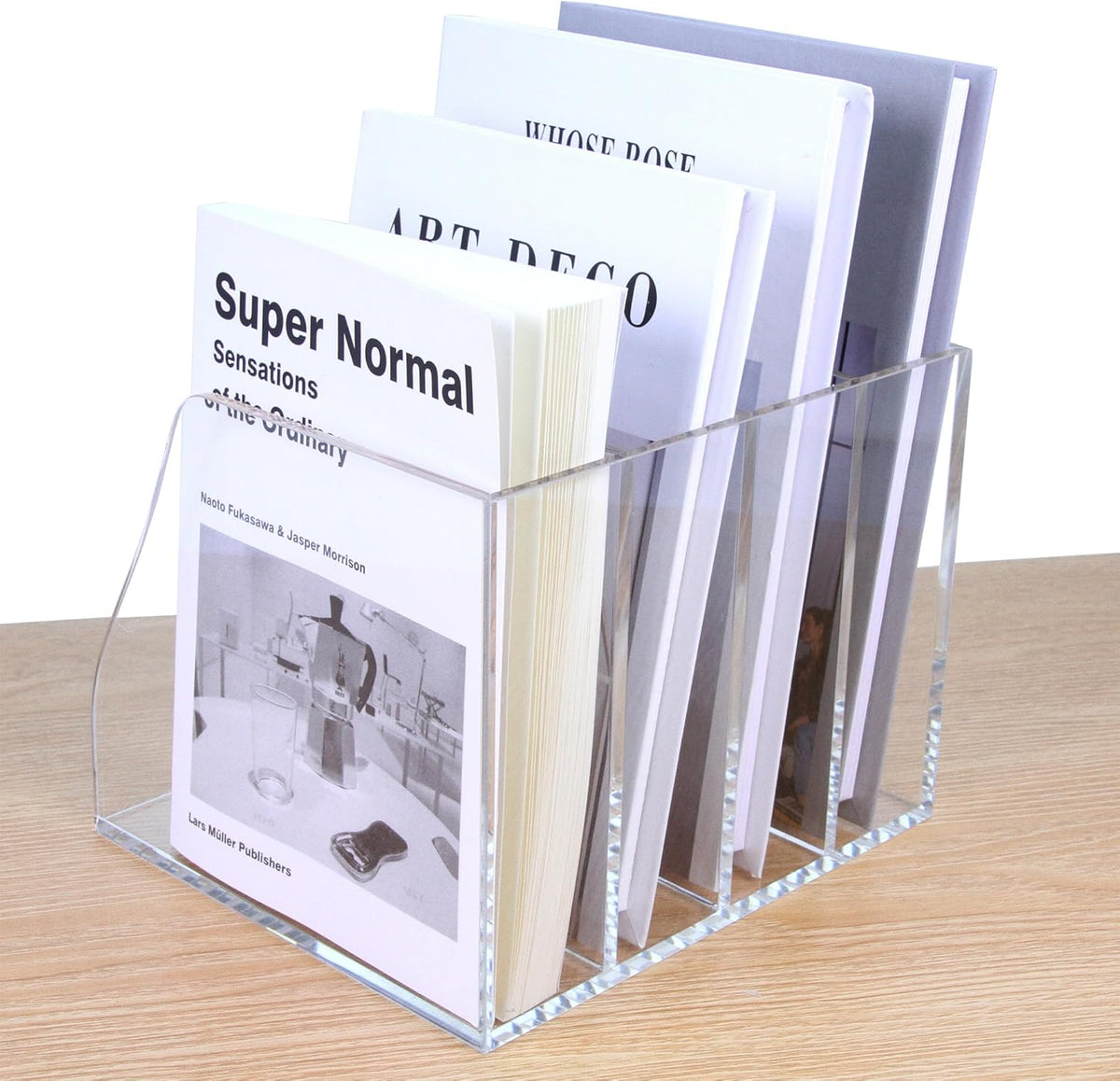 Acrylic Magazine File Holder, 4 Vertical Compartments Desk Document Sorter Or...