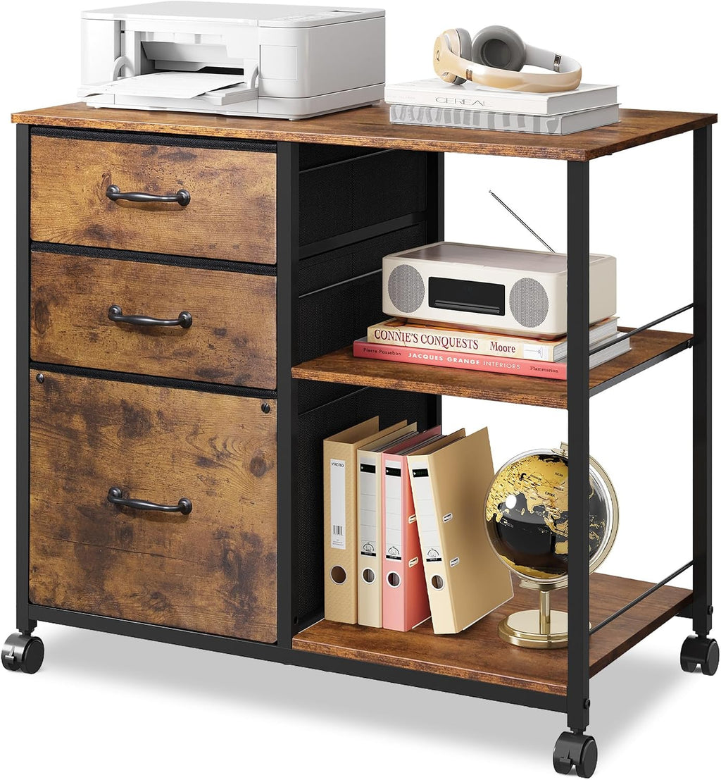 devaise 3 drawer mobile file cabinet, fabric lateral, main product view