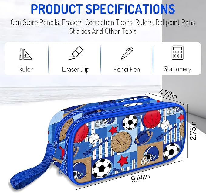 Fitvc Large Pencil Case for Boys, Sports Boys Pencil Pouch for Kids Teens School - Image 5