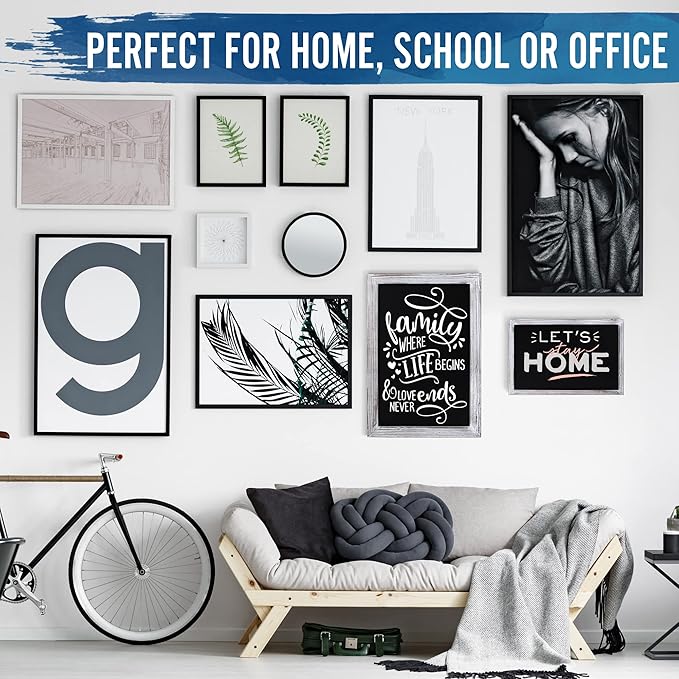 HBCY Creations 11" x 17" Whitewash Solid Wood Frame Wall Chalkboard, Magnetic - Image 6