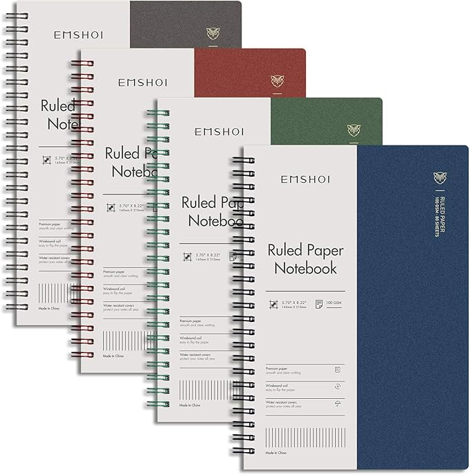 EMSHOI Lined Journal Spiral Notebook 5.7" x 8.22" by EMSHOI