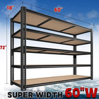 ROOMFAVE 60" W Garage Shelving 72" H Metal Shelving 3500LBS Storage Shelves - Image 3