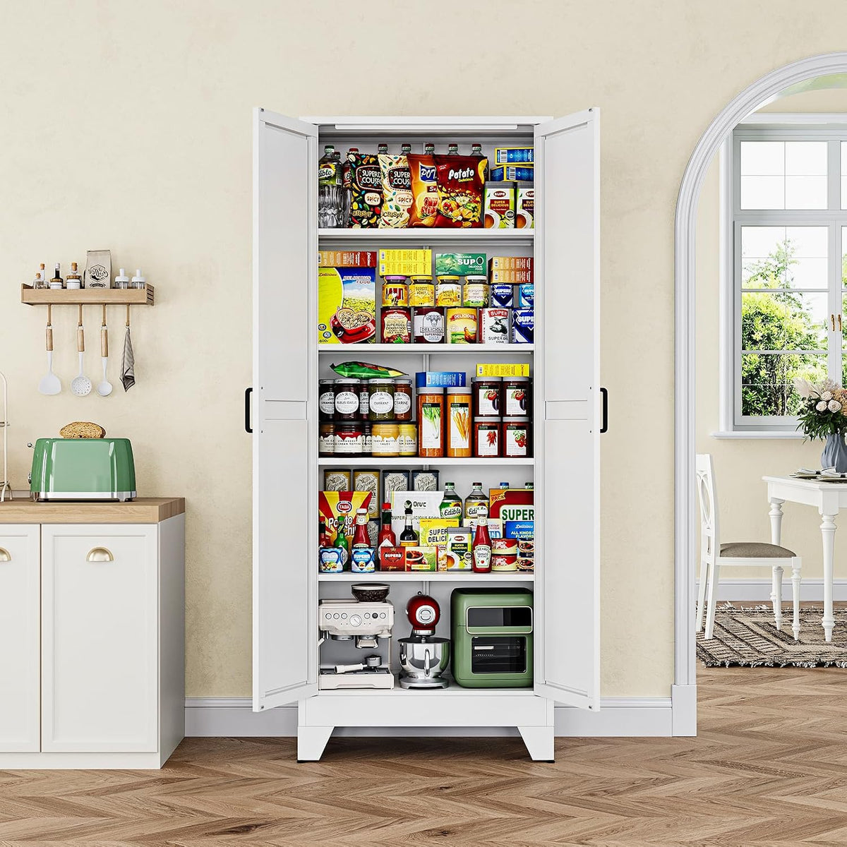letaya 75" h metal storage cabinet with 2 showing dimensions