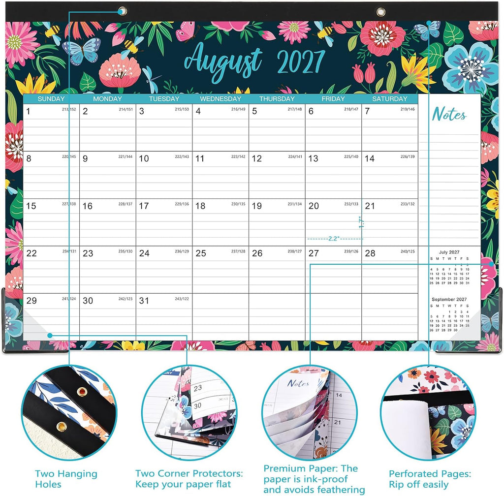 2027 Desk Calendar - Jan 2027 - Dec 2027, Large Monthly Desk Calendar 12 Months, 17" x 12", Desk Pad, Large Ruled Blocks, To-do List & Notes, Best Desk/Wall Calendar 2027 for Planning or Organizing
