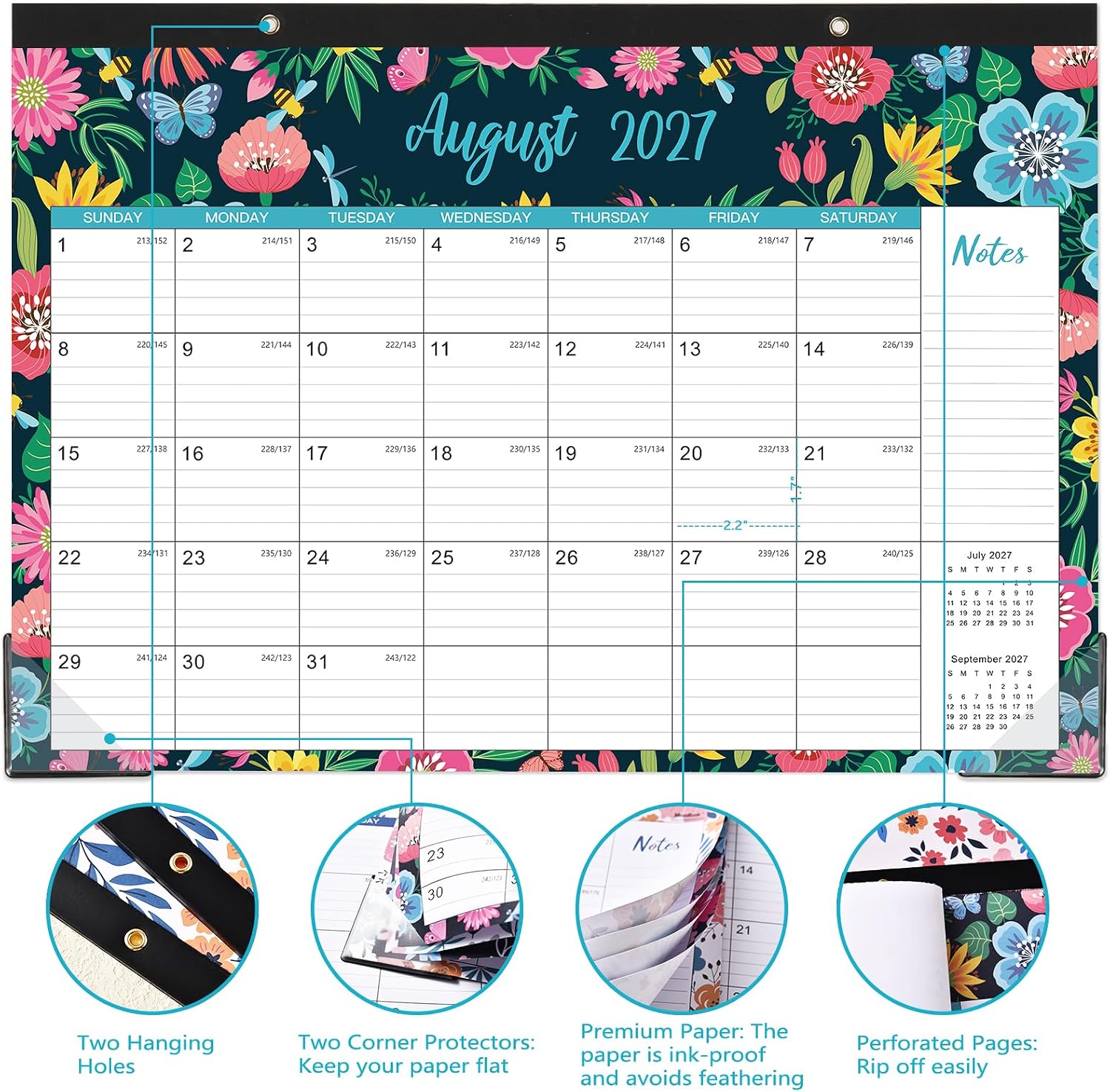 2027 Desk Calendar - Jan 2027 - Dec 2027, Large Monthly Desk Calendar 12 Months, 17" x 12", Desk Pad, Large Ruled Blocks, To-do List & Notes, Best Desk/Wall Calendar 2027 for Planning or Organizing